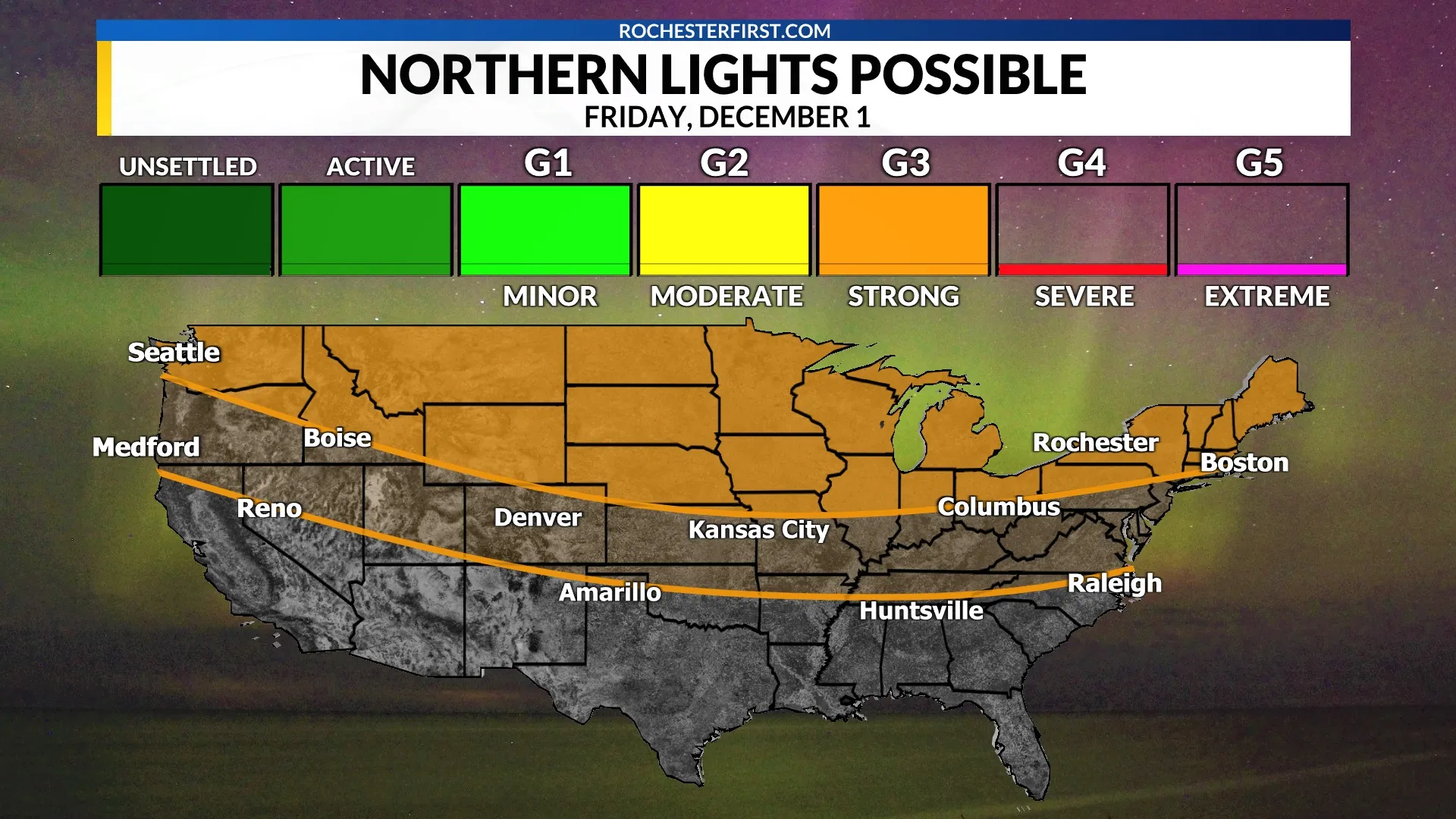 GOOD NEWS: Just in: future opportunities to witness the northern light: This week’s map displays the locations of the northern lights across the United States and…