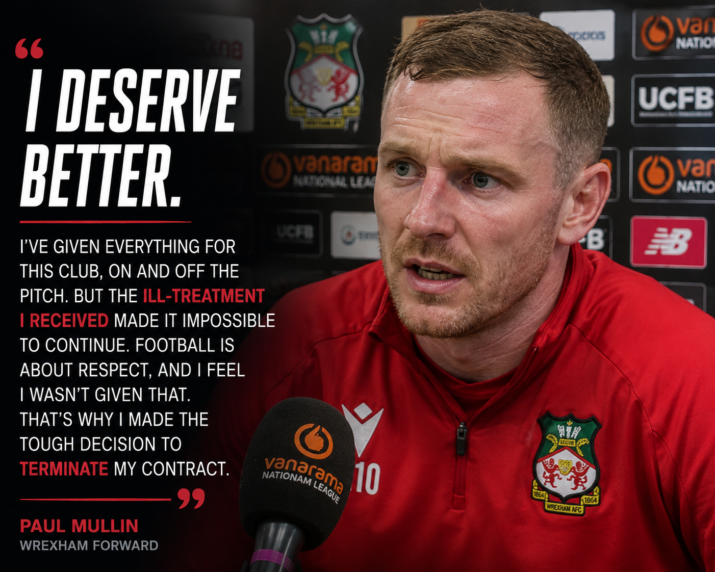 🚨 I DESERVE BETTER: Wrexham forward Paul Mullin has Clearly opened up about the reasons behind his decision to terminate his contract with the club, claiming that he could no longer continue after what he described as unfair treatment during his time with…