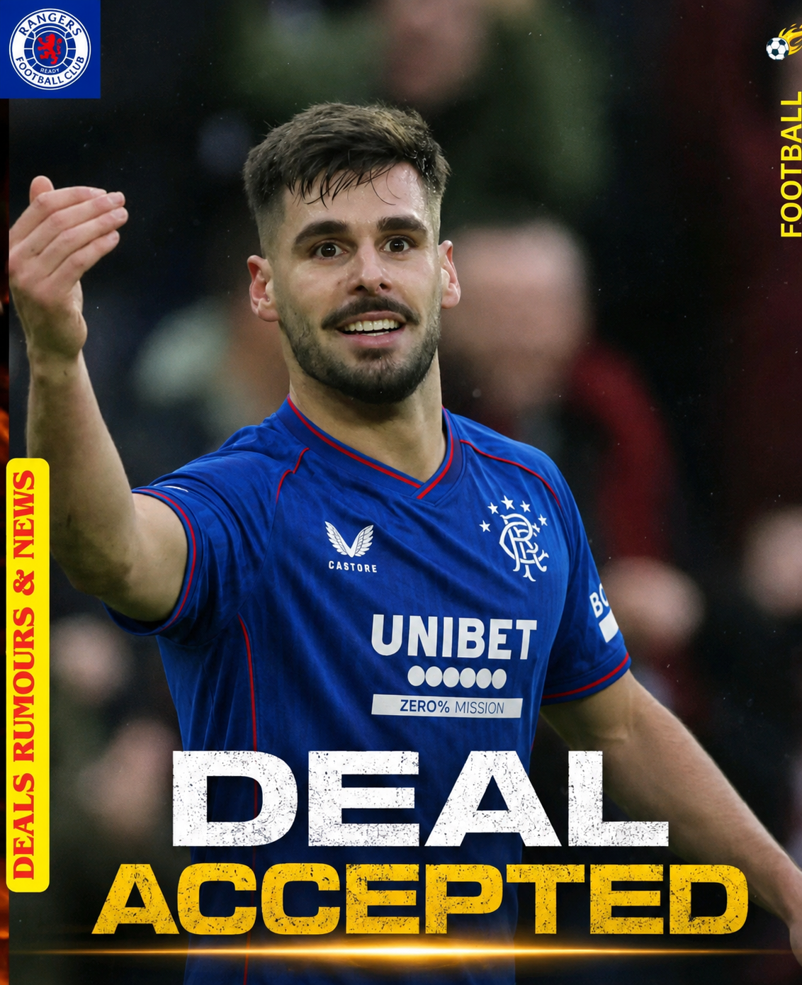 DEAL ACCEPTED: Rangers F.C. have completed the signing of a heart midfielder Claudio Braga from…