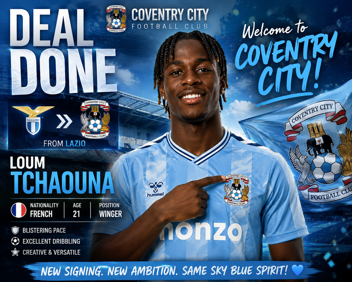 DEAL DONE: Coventry City Has Completed the Signing of a New Winger Loum Tchaouna From… See more